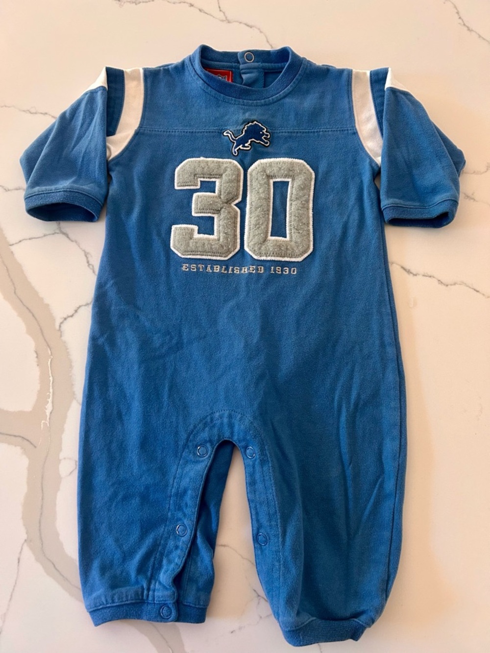 Vintage nfl Detroit Lions Blue Baby One-Piece Romper 6/9 months